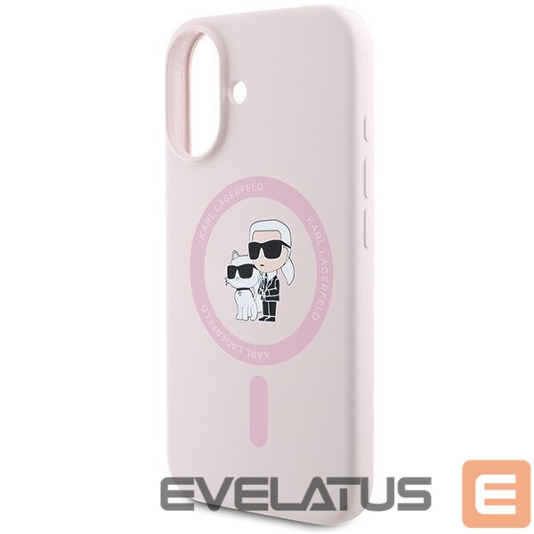 Чехол на заднюю панель Karl Lagerfeld Karl Lagerfeld Silicone Karl&Choupette Heads Ring MagSafe Case for iPhone 16 Plus - Pink