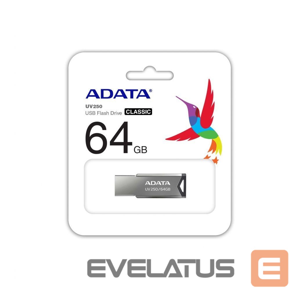 Флеш-накопитель ADATA USB Flash Drive UV250 64 GB, USB 2.0, Silver