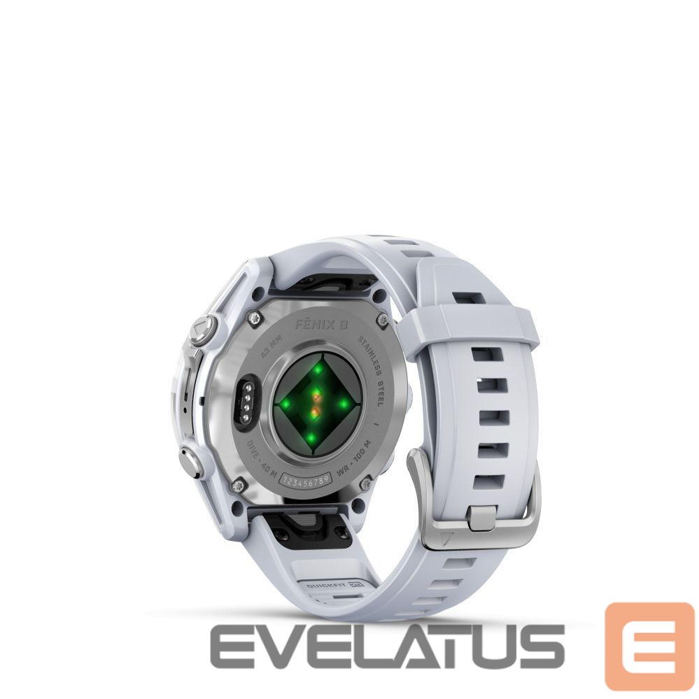 Умные часы Garmin fenix 8 – 43 mm, AMOLED Silver with Whitestone silicone band / 010-02903-00