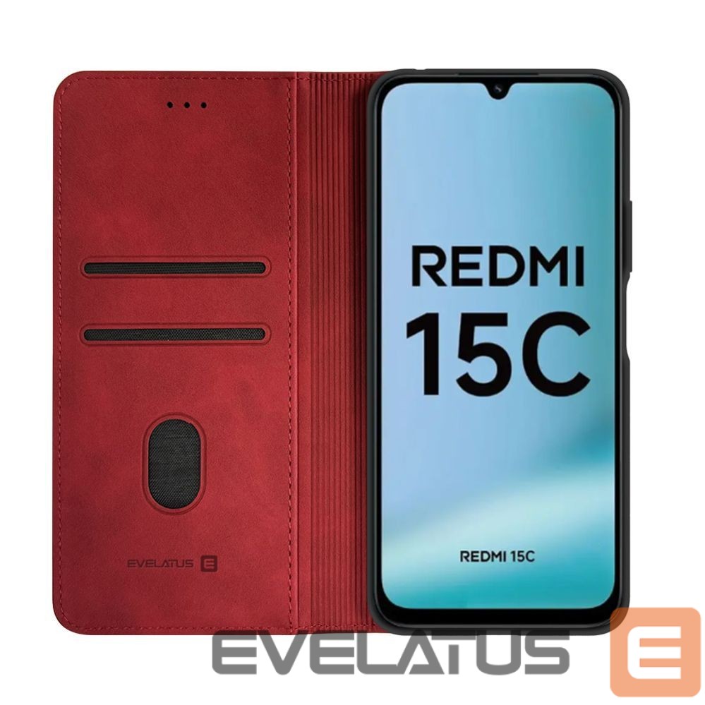 Чехол книжка Evelatus Xiaomi Redmi 15C 4G/5G Book Case Folio Red