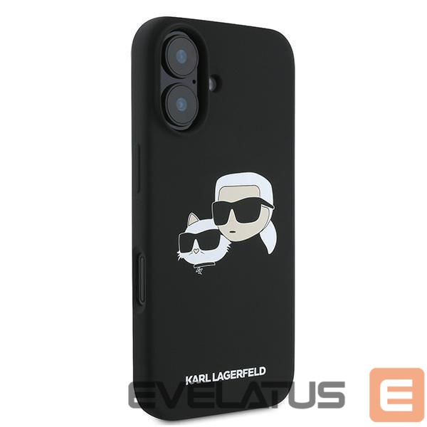 Чехол на заднюю панель Karl Lagerfeld Karl Lagerfeld Silicone Case Nauble Heads Print MagSafe for iPhone 16 Plus - Black