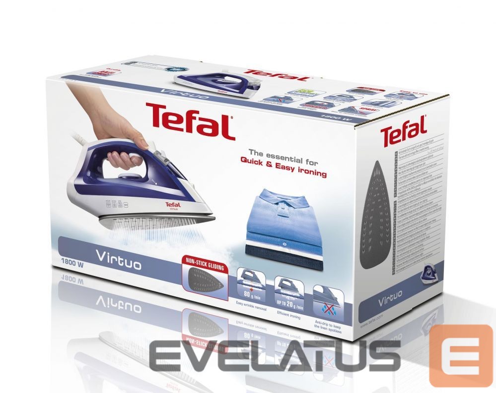 Утюг TEFAL Virtuo FV1711 Ferro a vapore Durilium 1800W Viola, Bianco ferro da stiro