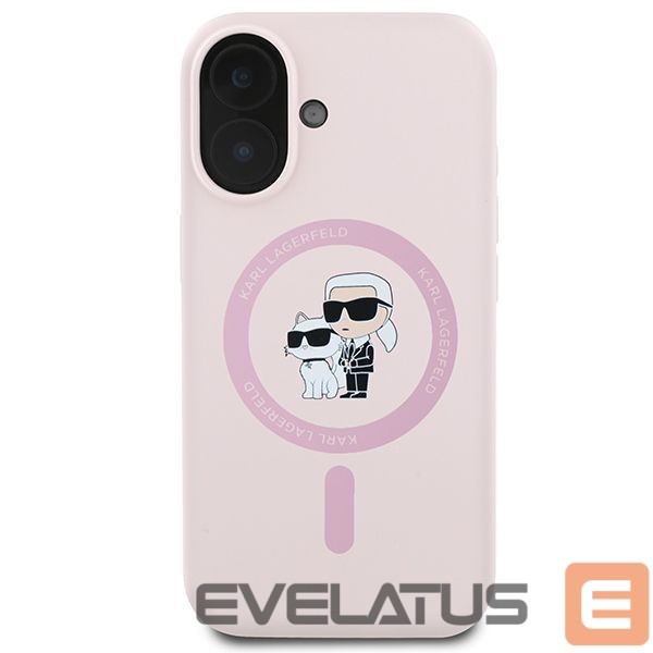 Чехол на заднюю панель Karl Lagerfeld Karl Lagerfeld Silicone Karl&Choupette Heads Ring MagSafe Case for iPhone 16 Plus - Pink