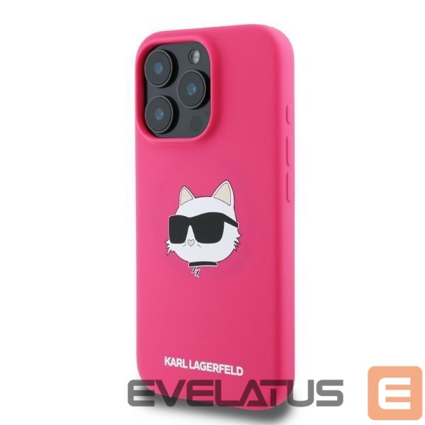 Чехол на заднюю панель Karl Lagerfeld Karl Lagerfeld Silicone Choupette Head Print MagSafe iPhone 16 Pro Max Case - Fuchsia