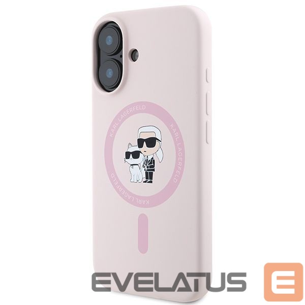 Чехол на заднюю панель Karl Lagerfeld Karl Lagerfeld Silicone Karl&Choupette Heads Ring MagSafe Case for iPhone 16 Plus - Pink