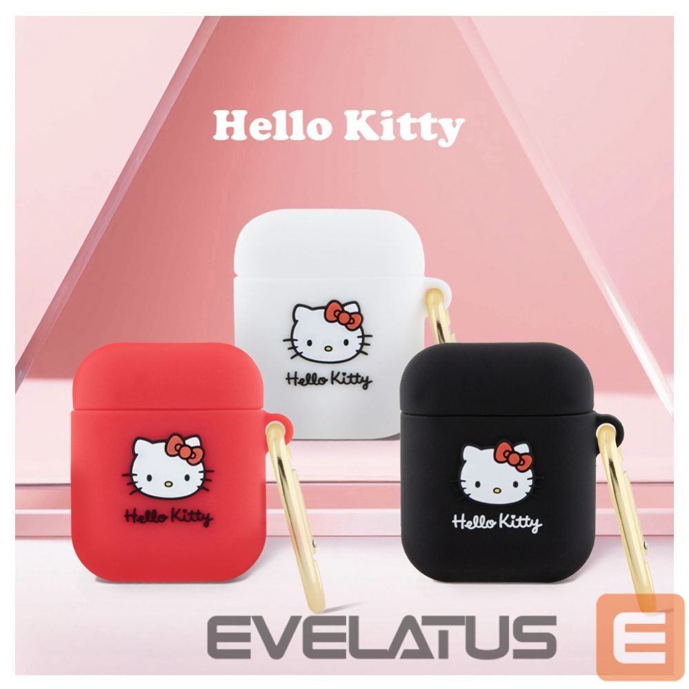 Чехол для наушников Hello Kitty Apple Airpods 1/2 cover czarny Silicone 3D Kitty Head Black