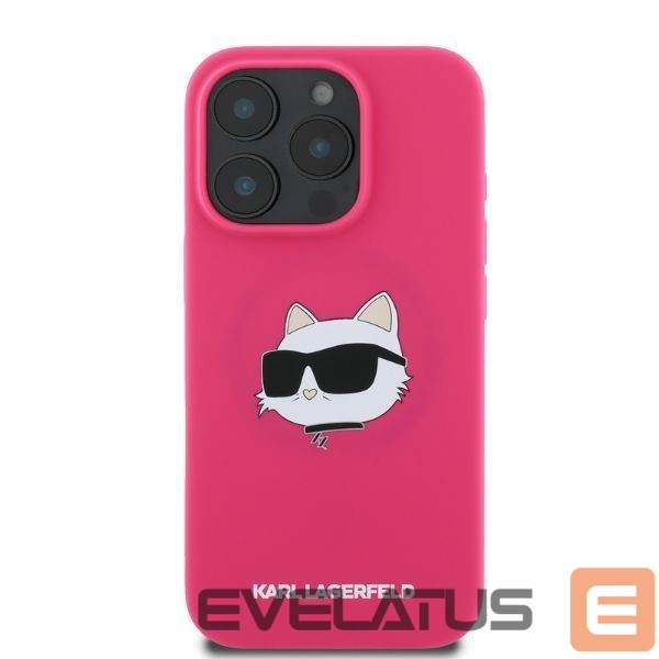 Чехол на заднюю панель Karl Lagerfeld Karl Lagerfeld Silicone Choupette Head Print MagSafe iPhone 16 Pro Max Case - Fuchsia