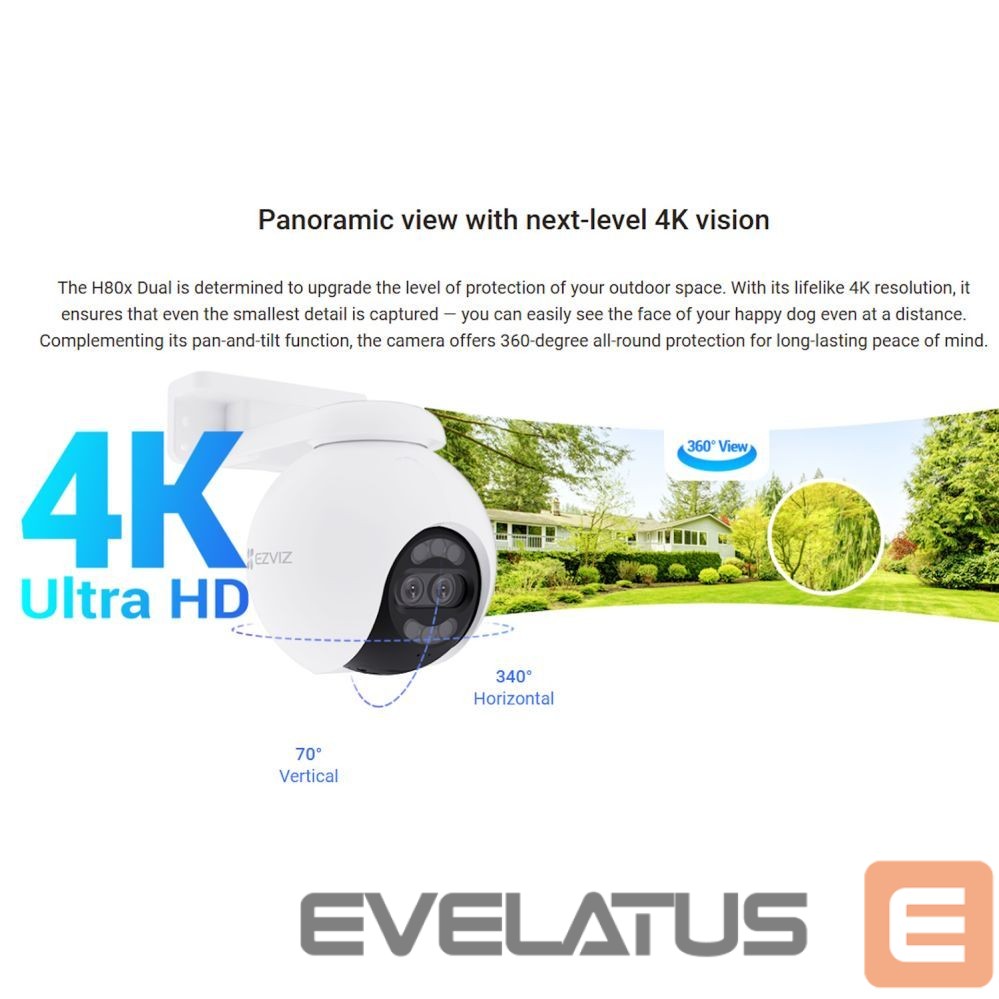 IP-камеры EZVIZ H80x Outdoor IP65 Dual lens 8MP+2MP 4K Camera Pan & Tilt 360 MicroSD / Night vision White
