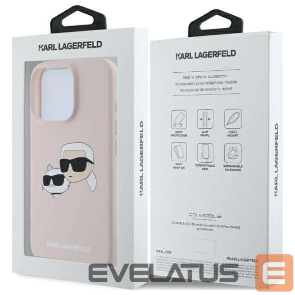 Чехол на заднюю панель Karl Lagerfeld Karl Lagerfeld Silicone Nauble Heads Print MagSafe Case for iPhone 16 Pro - Pink