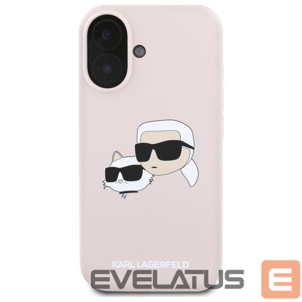 Чехол на заднюю панель Karl Lagerfeld Karl Lagerfeld Silicone Nauble Heads Print MagSafe Case for iPhone 16 - Pink