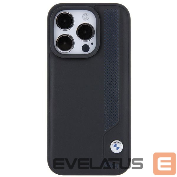 Чехол на заднюю панель BMW BMW Leather Blue Dots iPhone 15 Pro Max Case - Black