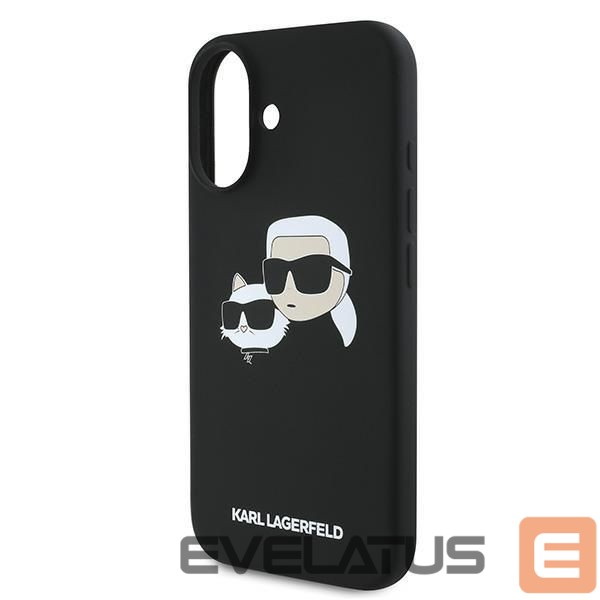 Чехол на заднюю панель Karl Lagerfeld Karl Lagerfeld Silicone Case Nauble Heads Print MagSafe for iPhone 16 Plus - Black