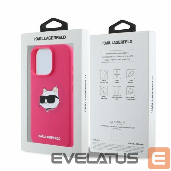 Чехол на заднюю панель Karl Lagerfeld Karl Lagerfeld Silicone Choupette Head Print MagSafe iPhone 16 Pro Max Case - Fuchsia