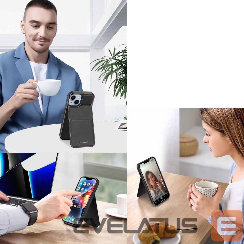 Чехол на заднюю панель Dux Ducis 3in1 Wallet Case with Stand for iPhone 15 Plus MagSafe RFID Blocker Dux Ducis Rafi Mag - Black