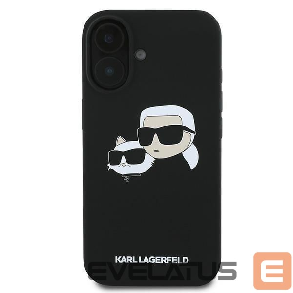 Чехол на заднюю панель Karl Lagerfeld Karl Lagerfeld Silicone Case Nauble Heads Print MagSafe for iPhone 16 Plus - Black