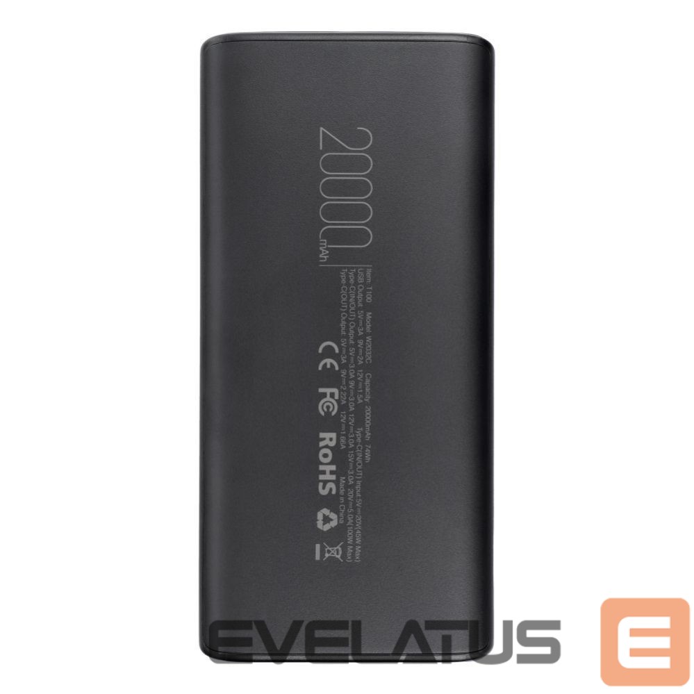 Внешний аккумулятор Veger Powerbank Veger T100 (W2032C-100) PD QC3.0 5A 100W 20000 mAh black