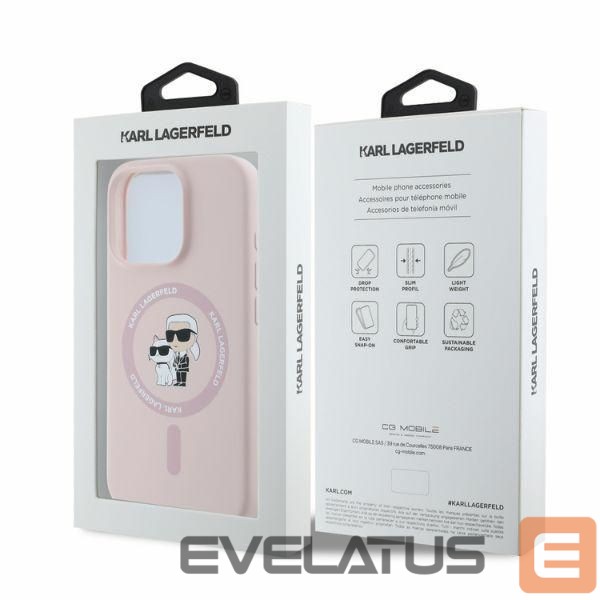 Чехол на заднюю панель Karl Lagerfeld Karl Lagerfeld Silicone Karl&Choupette Heads MagSafe Case for iPhone 16 Pro Max - Pink