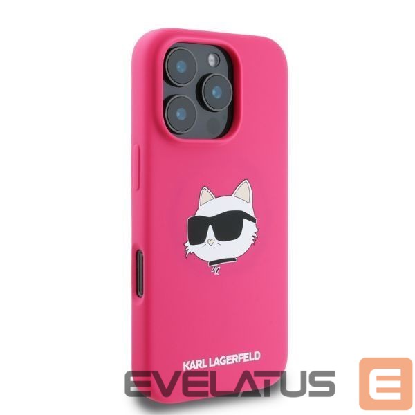 Чехол на заднюю панель Karl Lagerfeld Karl Lagerfeld Silicone Choupette Head Print MagSafe iPhone 16 Pro Max Case - Fuchsia