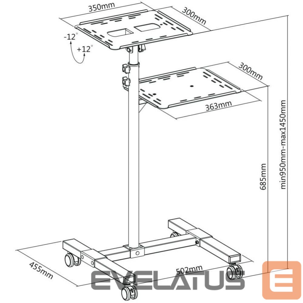 Защита экрана Techly TECHLY Universal Adjustable Trolley