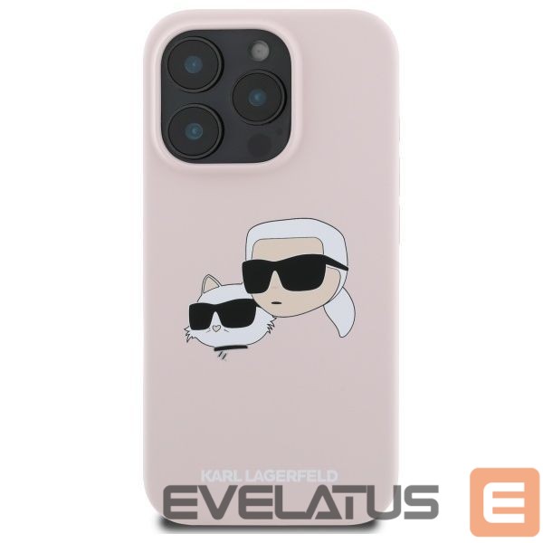 Чехол на заднюю панель Karl Lagerfeld Karl Lagerfeld Silicone Nauble Heads Print MagSafe Case for iPhone 16 Pro - Pink