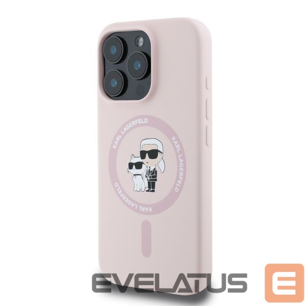 Чехол на заднюю панель Karl Lagerfeld Karl Lagerfeld Silicone Karl&Choupette Heads MagSafe Case for iPhone 16 Pro Max - Pink