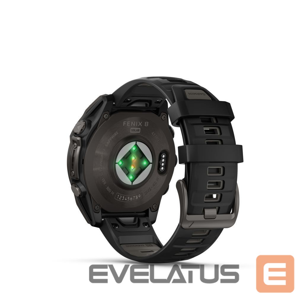 Умные часы Garmin Fenix 8 – 47 mm, Solar, Sapphire Sapphire, Carbon grey DLC titanium with Black/pebble grey/ 010-02906-11