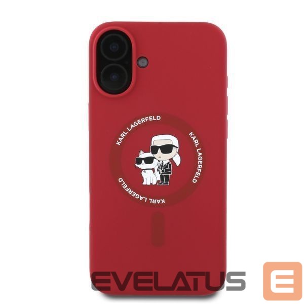 Чехол на заднюю панель Karl Lagerfeld Karl Lagerfeld Silicone Karl&Choupette Heads Ring MagSafe iPhone 16 Case - Red