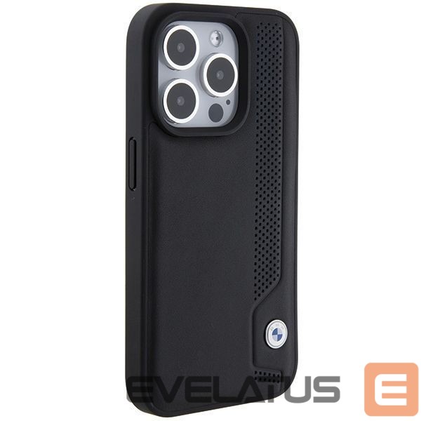 Чехол на заднюю панель BMW BMW Leather Blue Dots iPhone 15 Pro Max Case - Black