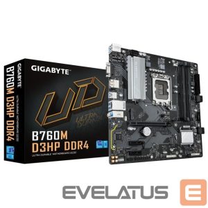 Материнская плата для процессоров Intel Gigabyte  Mainboard||Intel B760 Express|LGA1700|Micro-ATX|Memory DDR4|Memory slots 4|2xPCI-Express 3.0 1x|1xPCI-Express 4.0 16x|2xM.2|1x15pin D-sub|1xHDMI|1xDisplayPort|6xUSB 2.0|5xUSB 3.2|1xUSB-C|1xPS/2|1xRJ45|3xAudio port|B760MD3HPDDR4 