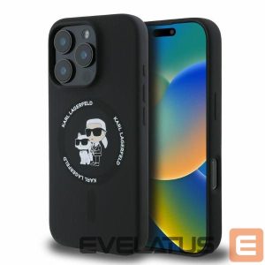 Чехол на заднюю панель Karl Lagerfeld  Karl Lagerfeld Silicone Karl&Choupette Heads Ring MagSafe Case for iPhone 16 Pro Max - Black 