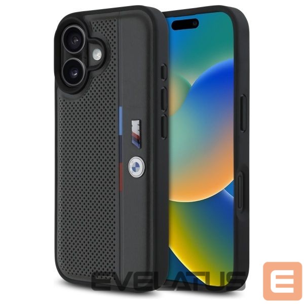 Другой аксессуар для телефона BMW BMW M Perforated Tricolor Detail Line iPhone 16 Case - Dark Gray