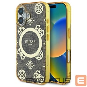 Другой аксессуар для телефона Guess  Guess IML Peony On 4G Background MagSafe iPhone 16 Case - Brown 