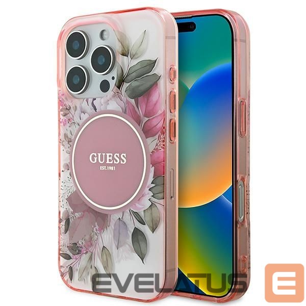 Другой аксессуар для телефона Guess Guess IML Flower & Tonal Circle MagSafe iPhone 16 Pro Max Case - Pink
