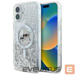 Другой аксессуар для телефона Karl Lagerfeld  Karl Lagerfeld Liquid Glitter Karl & Choupette Head Magsafe iPhone 16 Plus Case - Clear 