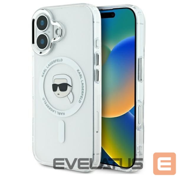 Другой аксессуар для телефона Karl Lagerfeld Karl Lagerfeld IML Metal Karl Head MagSafe iPhone 16 Case - White