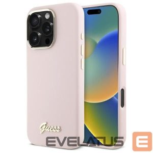 Другой аксессуар для телефона Guess  Guess Silicone Script Metal Logo & Frame iPhone 16 Pro Max Case - Pink