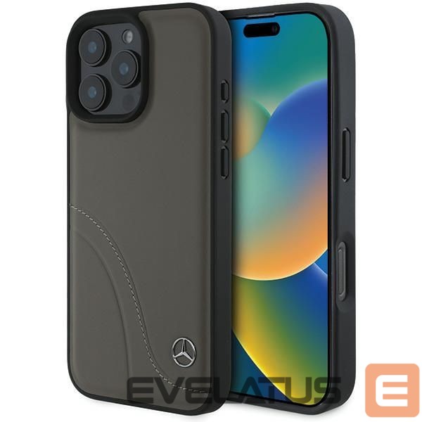 Другой аксессуар для телефона Mercedes-Benz Mercedes MB Curved Stitches Leather iPhone 16 Pro Max Case - Brown