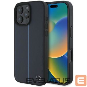 Другой аксессуар для телефона Mercedes-Benz  Mercedes MB Blue Line Leather MagSafe Case for iPhone 16 Pro Max - Navy Blue 
