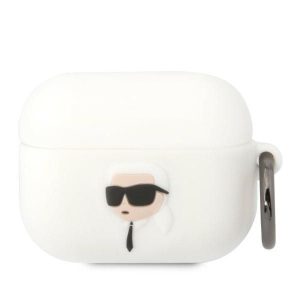 Беспроводные наушники Karl Lagerfeld  Karl Lagerfeld KLAPRUNIKH AirPods Pro cover white/white Silicone Karl Head 3D 