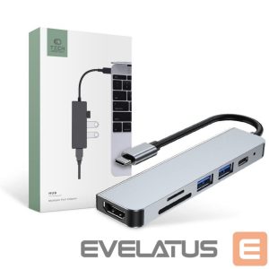 Другой аксессуар для компьютера Tech-Protect  HUB Tech-Protect V4 6in1 USB-C - USB-A 3.0 / USB-A 2.0 / USB-C / HDMI / micro SD / TF / SD card reader - gray 