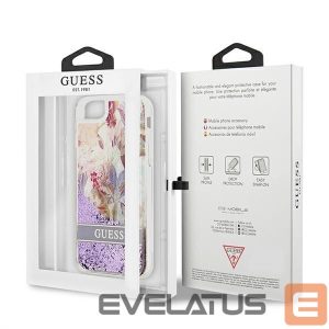 Чехол на заднюю панель Guess  Guess Flower Liquid Glitter case for iPhone SE 2022 / SE 2020 / 7 / 8 - purple 