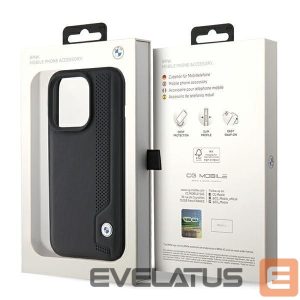 Чехол на заднюю панель BMW  BMW Leather Blue Dots iPhone 15 Pro Max Case - Black 
