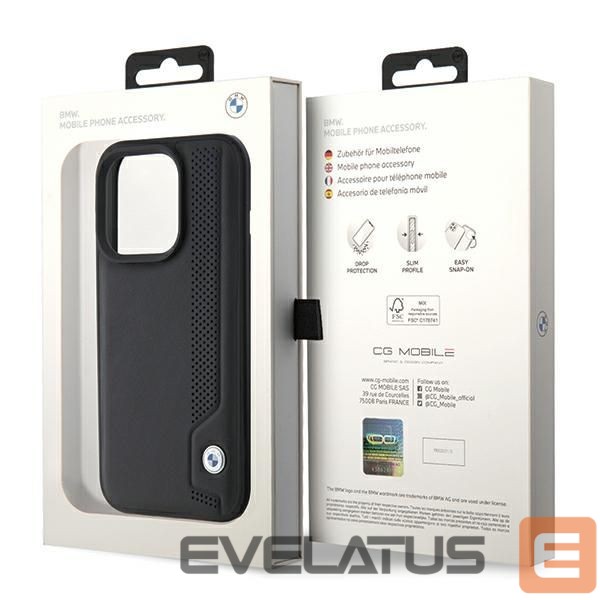 Чехол на заднюю панель BMW BMW Leather Blue Dots iPhone 15 Pro Max Case - Black