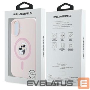 Чехол на заднюю панель Karl Lagerfeld  Karl Lagerfeld Silicone Karl&Choupette Heads Ring MagSafe Case for iPhone 16 Plus - Pink 