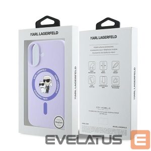 Чехол на заднюю панель Karl Lagerfeld  Karl Lagerfeld Silicone Karl&Choupette Heads Ring MagSafe Case for iPhone 16 Plus - Purple 