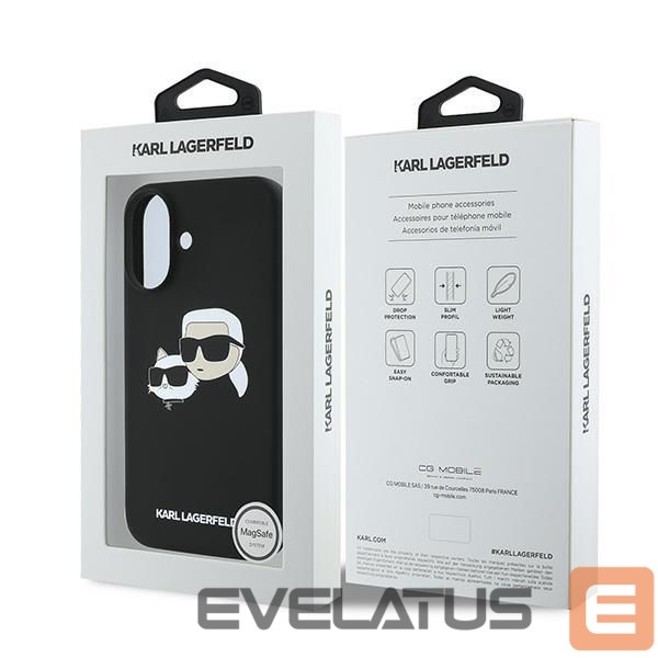 Чехол на заднюю панель Karl Lagerfeld Karl Lagerfeld Silicone Case Nauble Heads Print MagSafe for iPhone 16 Plus - Black