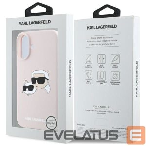 Чехол на заднюю панель Karl Lagerfeld  Karl Lagerfeld Silicone Nauble Heads Print MagSafe Case for iPhone 16 - Pink 