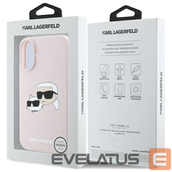 Чехол на заднюю панель Karl Lagerfeld Karl Lagerfeld Silicone Nauble Heads Print MagSafe Case for iPhone 16 - Pink