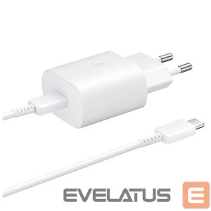 Адаптер Samsung  Samsung 25W EP-TA800EWE USB-C Wall Charger with Samsung EP-DA705BWE USB-C / USB-C Cable - White 