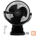 Вентилятор Adler  Rechargeable Clip-on Desk Fan | AD 7342 | Table Fan | Black | Diameter 15.5 cm | Number of speeds 3 | Oscillation | 5 W 
